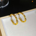 Minimalist Modern Copper Zircon Geometric Round Hoop Earrings For Women view 3