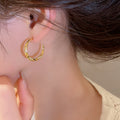 Minimalist Modern Copper Zircon Geometric Round Hoop Earrings For Women view 4