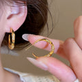 Minimalist Modern Copper Zircon Geometric Round Hoop Earrings For Women view 2