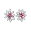 Light Luxury Copper Pink Zircon Square Flower Stud Earrings For Banquet Party view 5