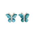Copper Zircon Enamel Butterfly Stud Earrings With Steel Posts, Sweet Playful Light Luxury Style view 5