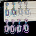 Luxury Palace Style Copper Oval Zircon Stud Earrings For Banquet Statement Jewelry view 3