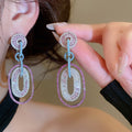 Luxury Palace Style Copper Oval Zircon Stud Earrings For Banquet Statement Jewelry view 4