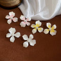 Copper Enamel Flower Drop Earrings With Silver Pins Sweet Summer Floral Jewelry view 3