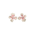 Copper Enamel Flower Drop Earrings With Silver Pins Sweet Summer Floral Jewelry view 5