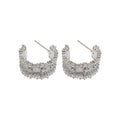 Copper C-Shaped Hoop Earrings With Sparkling Zircon, Minimalist Modern Light Luxury Jewelry view 5