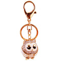Clear Stone Owl Metal Keychain With Split Ring And Lobster Clasp view 5