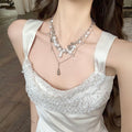 Old Money Court Style Layered Faux Pearl Necklace With Teardrop Pendant Vintage Collarbone Jewelry view 3