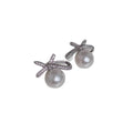 Light Luxury Bow Faux Pearl Zircon Stud Earrings With Silver Posts Elegant Fashion Jewelry view 5