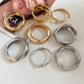 Modern Minimalist Glossy Metal Cross Open Bangle, Round Cuff Bracelet With Niche Design view 4