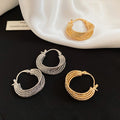 18K Gold Plated Metal Round Hoop Earrings Minimalist Casual Light Luxury European Style view 3
