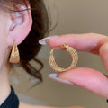 18K Gold Plated Metal Round Hoop Earrings Minimalist Casual Light Luxury European Style view 4