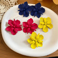 Painted Iron Flower Stud Earrings Vintage European American Statement Light Luxury Designer Jewelry view 3