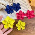 Painted Iron Flower Stud Earrings Vintage European American Statement Light Luxury Designer Jewelry view 1
