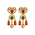 Vintage Heart Rhinestone Tassel Drop Earrings With Silver Pins Alloy Court Style view 5