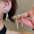14K Gold Plated Copper Zircon Bow Clip-on Earrings Elegant Light Luxury Non-Pierced Jewelry view 2