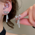 14K Gold Plated Copper Zircon Bow Clip-on Earrings Elegant Light Luxury Non-Pierced Jewelry view 4