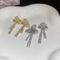 14K Gold Plated Copper Zircon Bow Clip-on Earrings Elegant Light Luxury Non-Pierced Jewelry view 3