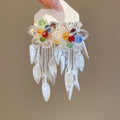Island Resort Style Artificial Crystal Flower Leaf Tassel Drop Earrings With Silver Pins view 2