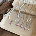 Korean Light Luxury Zircon Heart Simulated Pearl Choker Necklace for Women view 2