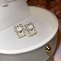 Elegant Heart Stud Earrings With Faux Pearl Zircon Lace And Enamel Detail view 4