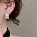 Elegant Heart Stud Earrings With Faux Pearl Zircon Lace And Enamel Detail view 3