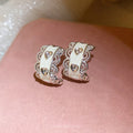 Elegant Heart Stud Earrings With Faux Pearl Zircon Lace And Enamel Detail view 2