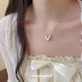 14K Gold Plated Copper Heart Enamel Necklace Korean Minimalist Old Money Collarbone Chain view 3