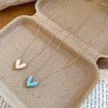 14K Gold Plated Copper Heart Enamel Necklace Korean Minimalist Old Money Collarbone Chain view 2