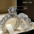 Silver-Tone Two-Piece Cluster Ring Set With Crystal Pave view 5