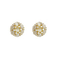 18K Gold Plated Zircon Cat Eye Stone Flower Stud Earrings Minimalist Light Luxury Jewelry view 5