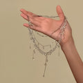 Light Luxury White Pink Glass Beaded Floral Layered Choker Necklace For Women view 4