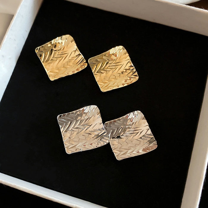 Copper Irregular Textured Diamond Stud Earrings Minimalist Light Luxury Earrings For Women