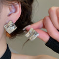 Copper Irregular Textured Diamond Stud Earrings Minimalist Light Luxury Earrings For Women view 4