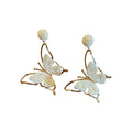 Copper Raffia Butterfly Stud Earrings With Silver Pins, Niche Resort Beach Jewelry view 5