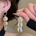 Minimalist Iron Metal Smooth Round Tassel Drop Earrings Geometric Luxury Fashion Jewelry view 4