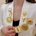 Light Luxury Alloy Rhinestone Enamel Irregular Geometric Heart Brooch Fashion Pin view 1