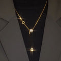 Korean Style Sparkling Zircon Copper Little Waist Pendant Necklace, Light Luxury Geometric Choker view 2