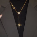 Korean Style Sparkling Zircon Copper Little Waist Pendant Necklace, Light Luxury Geometric Choker view 4