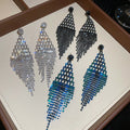 Copper Rhinestone Diamond Geometric Tassel Drop Earrings With Silver Posts For Women view 1