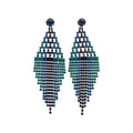 Copper Rhinestone Diamond Geometric Tassel Drop Earrings With Silver Posts For Women view 5