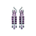 Vintage Court Style Copper Zircon Square Waterdrop Tassel Drop Earrings view 5