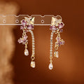 Elegant Palace Style Alloy Butterfly Rhinestone Tassel Drop Earrings With Silver Posts view 4