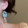 Artificial Crystal Teardrop Stud Earrings Minimalist OL Style Light Luxury Jewelry view 3
