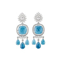 Court Style Copper Blue Zircon Waterdrop Flower Stud Earrings For Women Luxury Statement Jewelry view 5