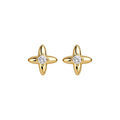 18K Gold Plated Copper Star Clover Rhinestone Stud Earrings For Women view 5