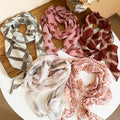 Old Money Style Geometric Plaid Floral Mesh Scarf Necklace With Pearl Accents For Women view 3