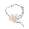 Light Luxury Copper Necklace With Rhinestone Chiffon Flower Waterdrop Tassel Choker view 5