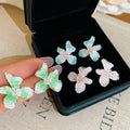 Silver Needle Zircon Crystal Flower Stud Earrings For Women Sweet Elegant Light Luxury Style view 3