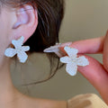 Silver Needle Zircon Crystal Flower Stud Earrings For Women Sweet Elegant Light Luxury Style view 4